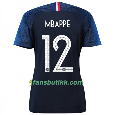 Fotball-VM 2018 Frankrike drakt Mbappe 12 Dame Hjemmetrøye